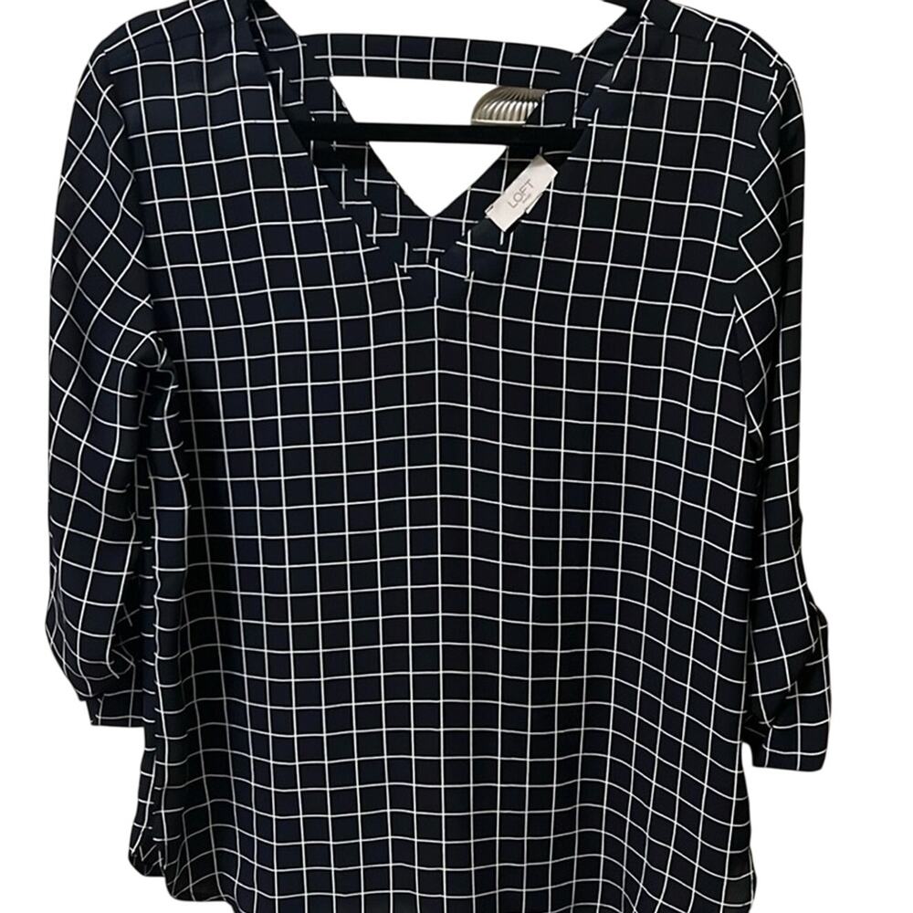 Like new LOFT Navy and White Blouse Size Small Officecore Corpcore Career